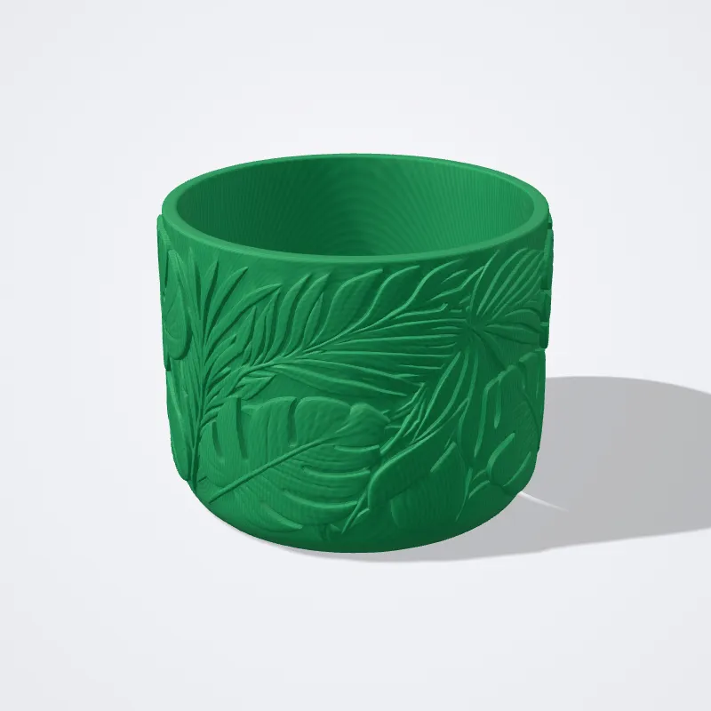 Jarrón Hojas Tropicales impreso en 3D