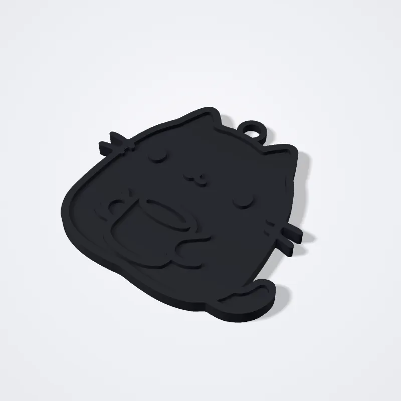 Llavero Gato Cafecito impreso en 3D